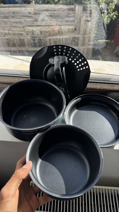 Set vase de gatit camping trekking aluminiu