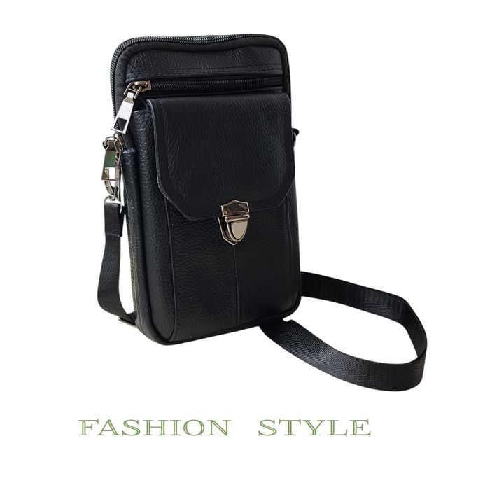 Мъжка чанта за колан и през рамо от естествена кожа