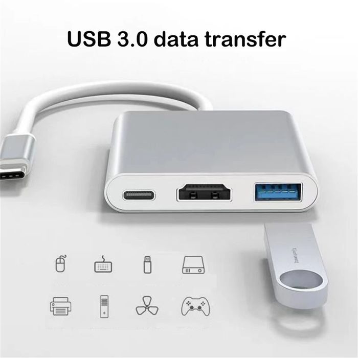Type C Hdmi Usb 3in1 Hub Usb Adaptor Macbook Laptop PC Telefon etc