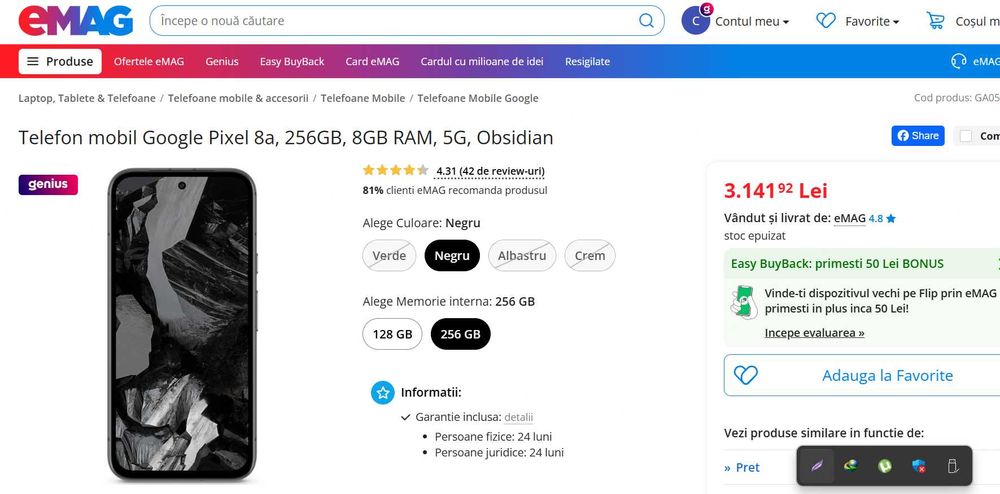 Google Pixel 8a 256gb impecabil aproape nou