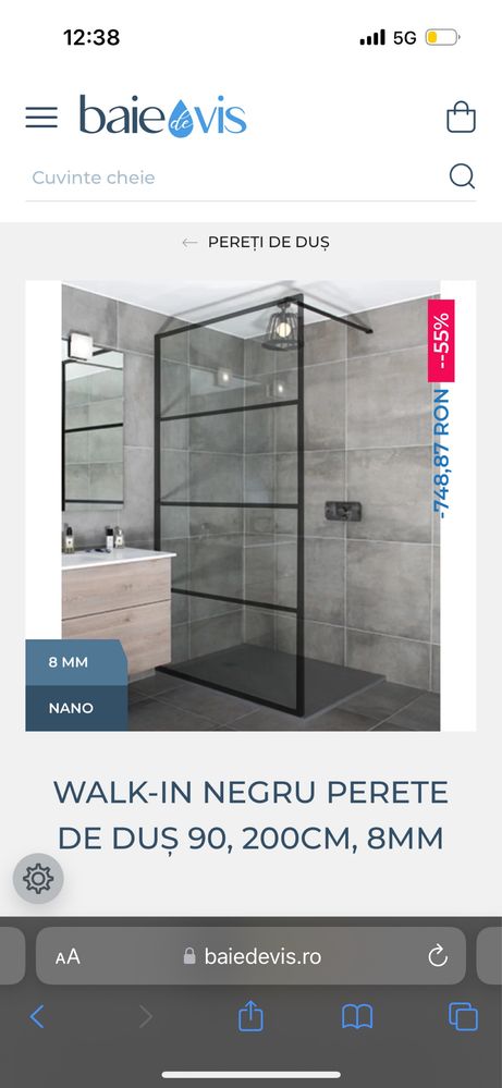 Vand panou de dus 90x200