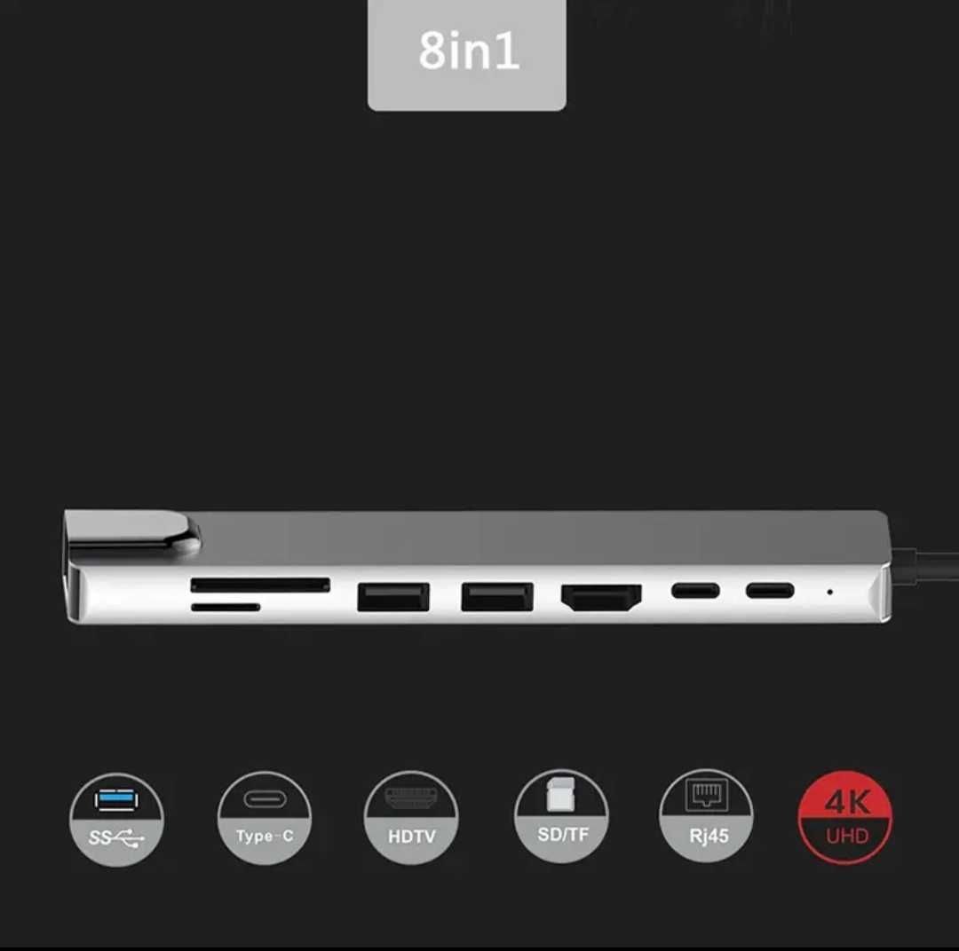 Переходник Type C на HUB (8 в одном).  Алматы.