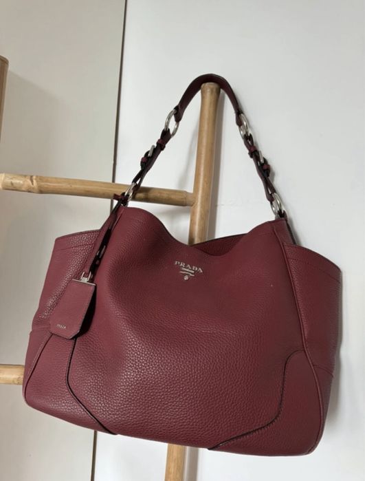 Geanta umar piele naturala Prada culoare burgundy