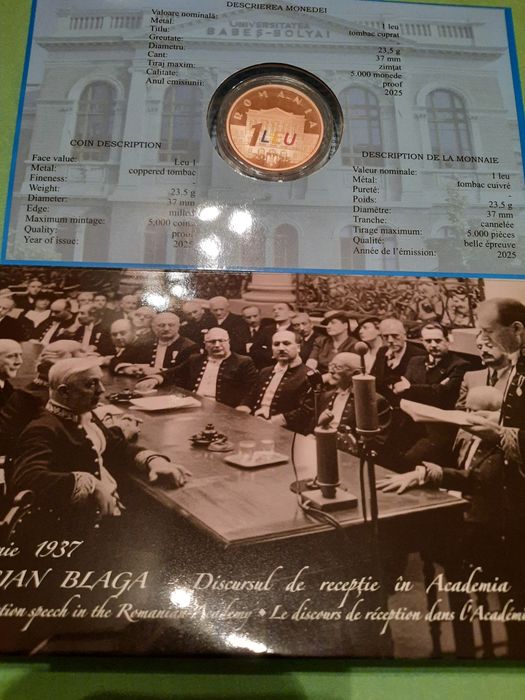 1 leu tombac Lucian Blaga