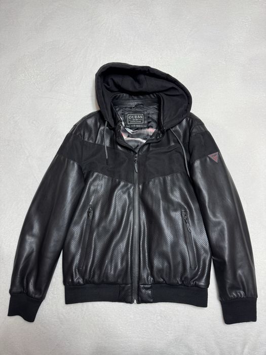 Geaca Guess barbati, Piele, Negru