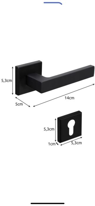 Set 2 Manere pentru o usa, aluminiu, reversibil, rozeta negru mat!