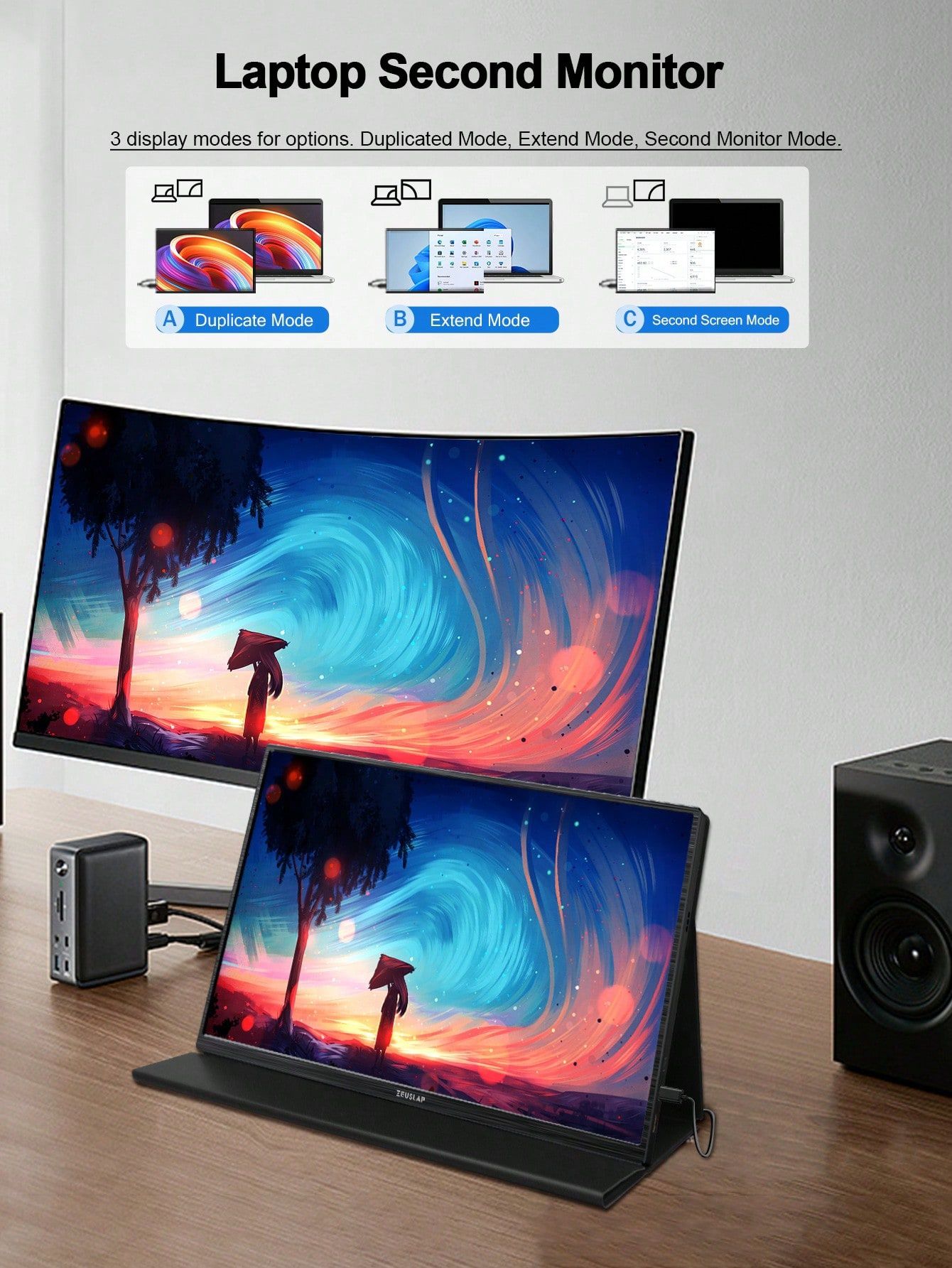 НОВ! ZEUSLAP 16" Преносим Монитор – IPS, 1920x1200, USB-C/HDMI