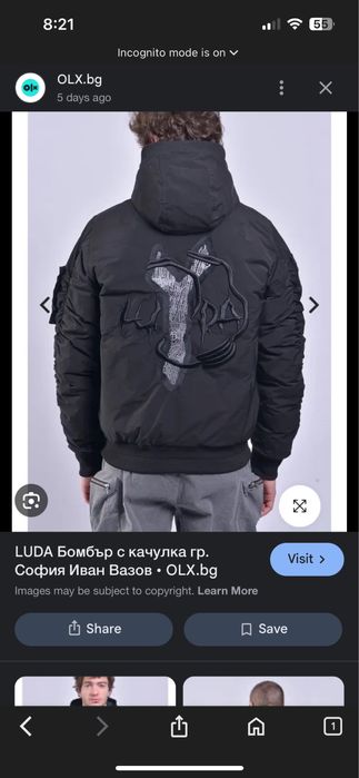 Рядко бомбър яке с качулка на LUDA