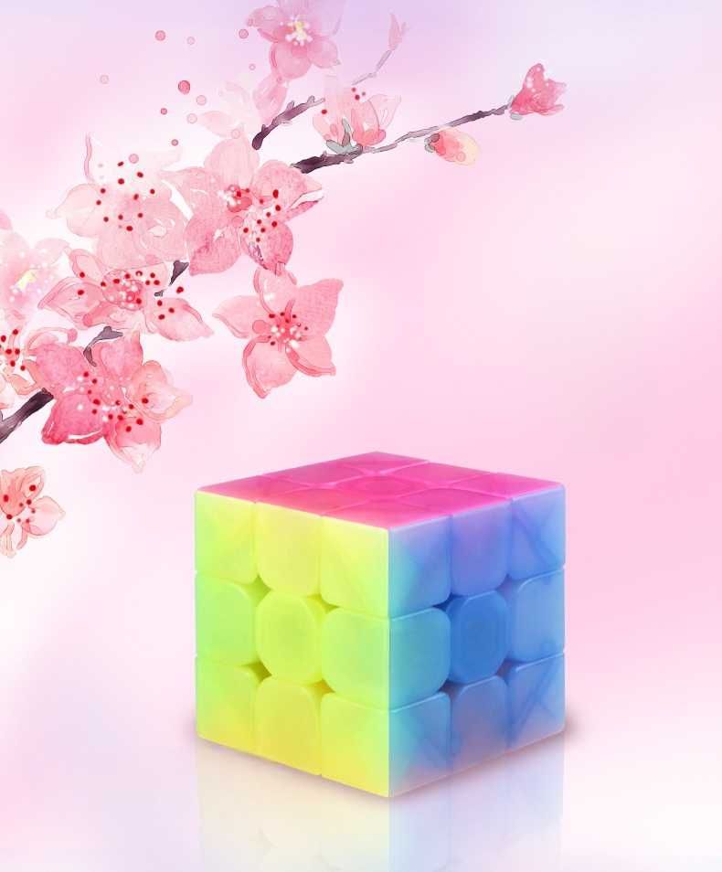 Cub Rubik Sakura Jelly. Semitransparent. Fibră de carbon. Speed cubing