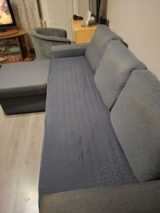 Диван сив Г-образен