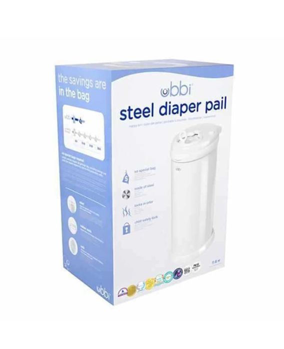 Cos pentru scutece bebelusi, Otel, Alb