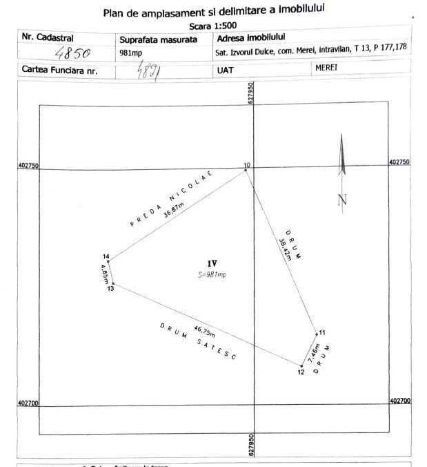 Teren Intravilan de vanzare - Merei - Buzau - 1500MP