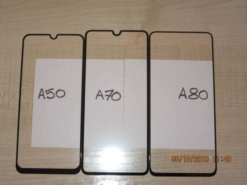 Samsung Galaxy A80 A70 A40 A10 / 5D ЦЯЛО ЛЕПИЛО Стъклен протектор