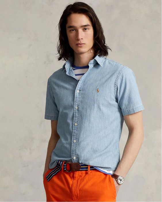 Нова Polo Ralph Lauren Slim Fit Indigo Chambray Shirt - М размер.