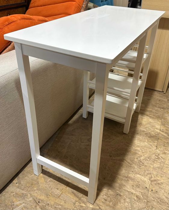 Set Masa de bar cu 2 scaune albe Mobexpert din lemn masiv