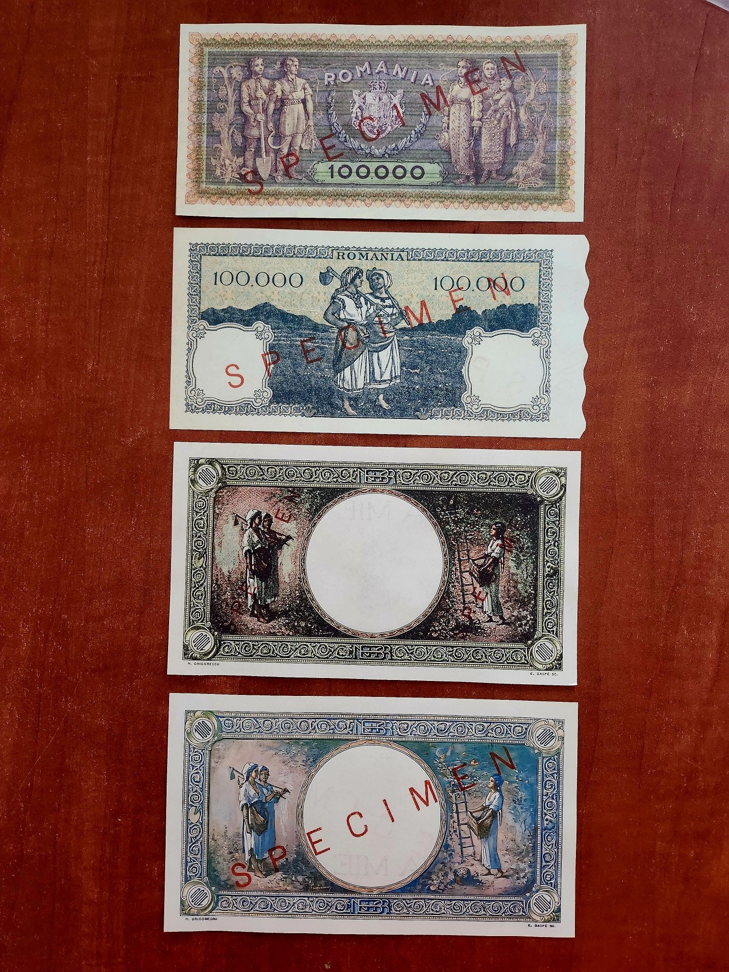 Bancnote vechi România, Specimen.