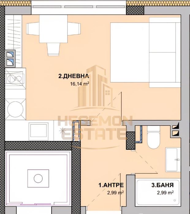 1-стаен в Варна-Виница площ 31 цена 55000