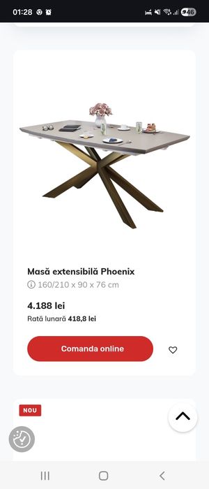 Masa Phoenix Lems, cu urme fine de utilizare