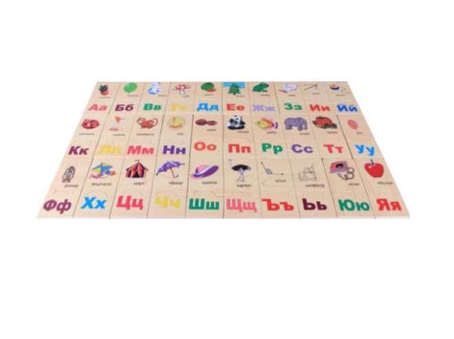 Дървена играчка пъзел Азбука Математика Мемори Игра на добра памет