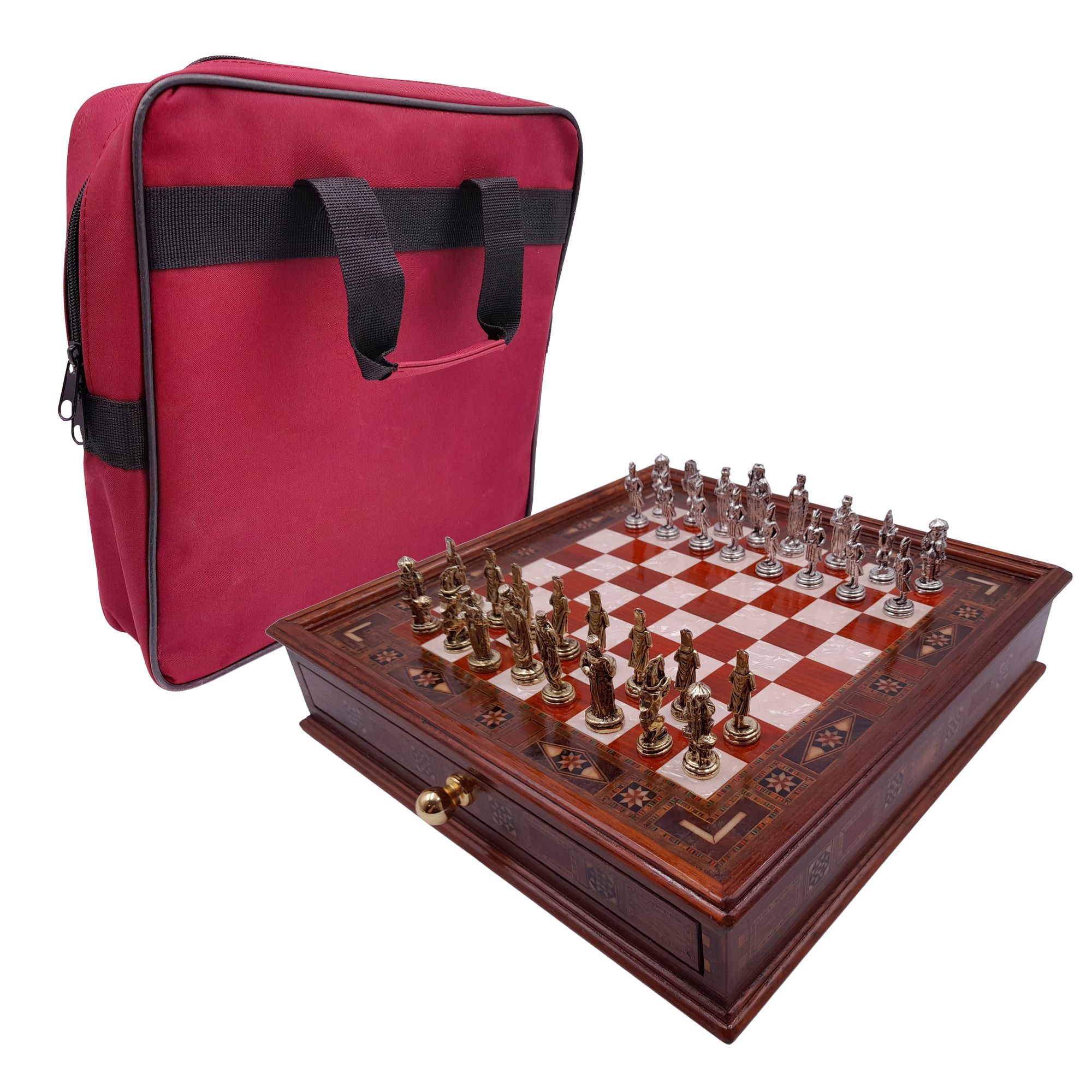 Joc sah IdeallStore®, Chess Master, 30x30 cm, lemn, geanta transport