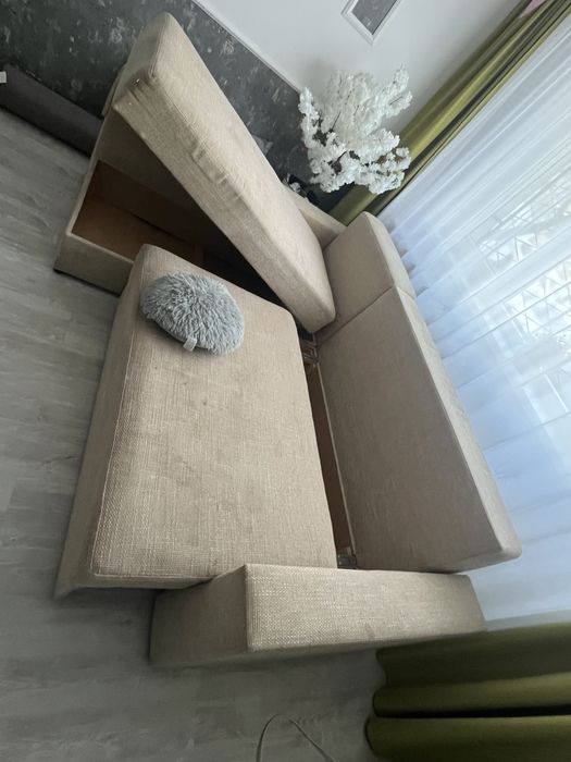 Canapea coltar extensibil si 2 lazi depozitare-canapea bej huse mobila