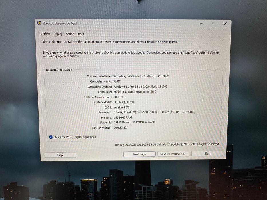 Laptop Fujitsu U758
