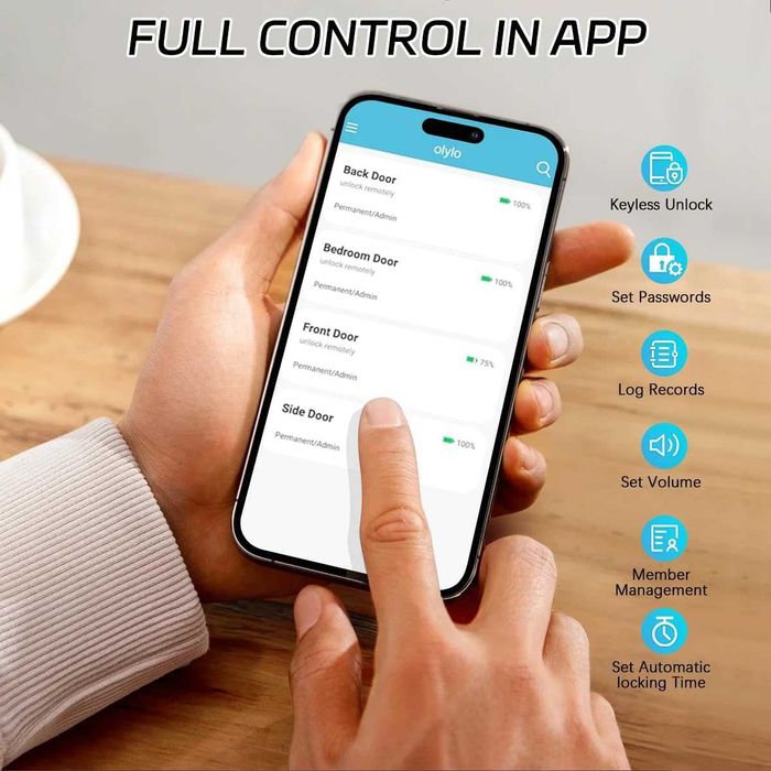 Yala/Lock Smart, INT-EXT, Cifru+Amprenta+APP WiFi, Redus de la 800RON