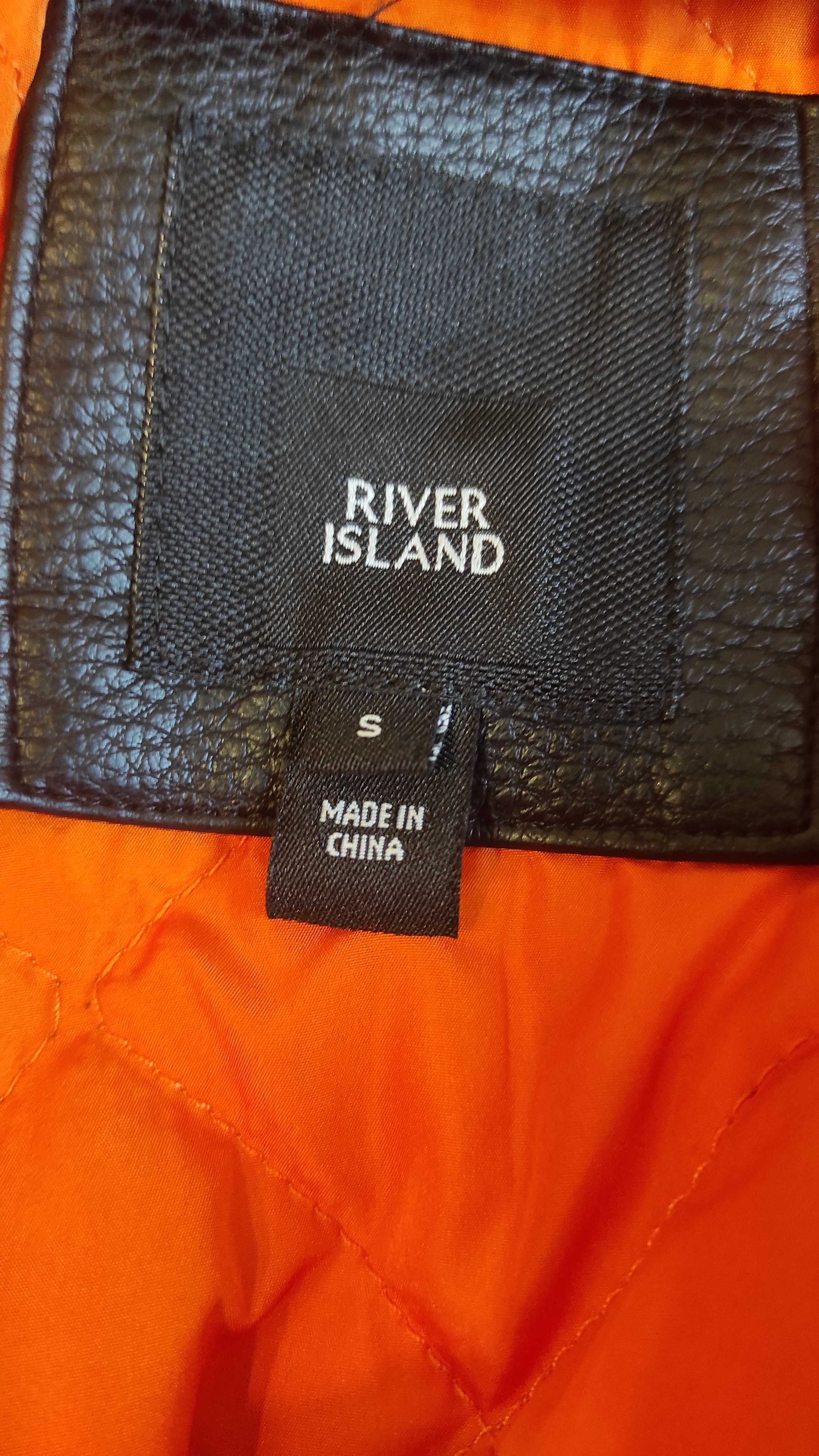 Kожен бомбър/яке River Island, размер S, черен цвят