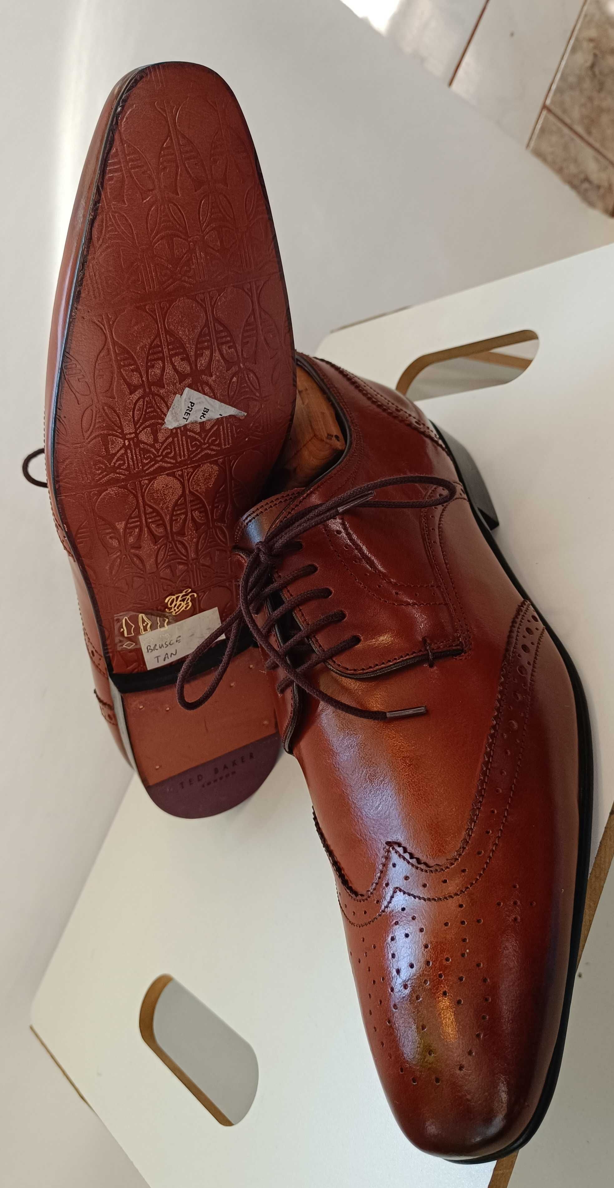 Pantofi derby 41.5 42 brogue Ted Baker London NOI piele naturala moale