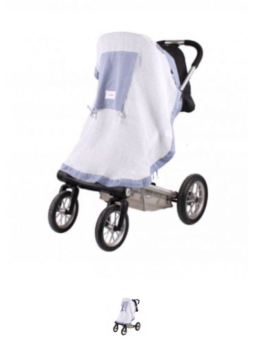 Сенник за детска количка тензух син цвят