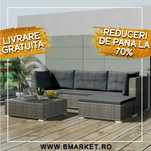 Set mobilier gradina/terasa canapea/coltar cu perne Gri Ratan GELAV