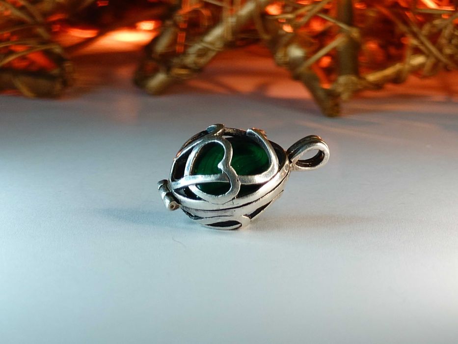 Pandantiv „locket” argint 925 cu malahit
