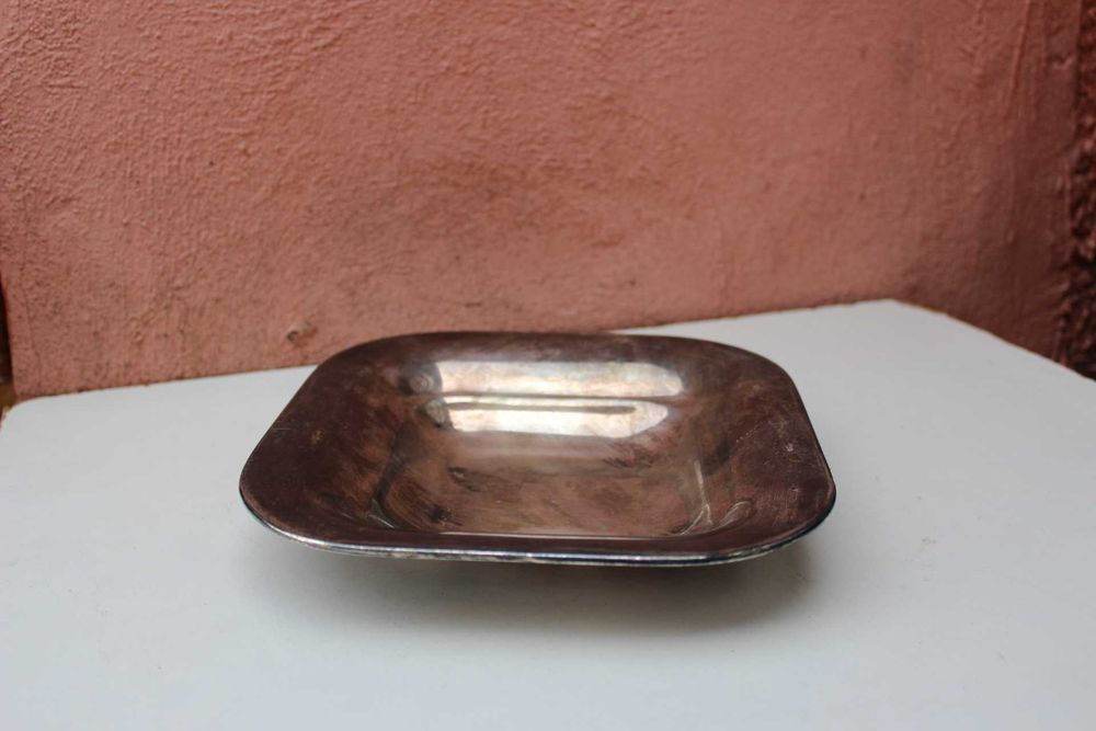 Bol patrat VINTAGE, metal argintiu, ca 1970