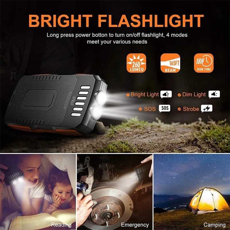 Преносима батерия STELS SolarPro 16K, PowerBank 16000mAh, LED фенер