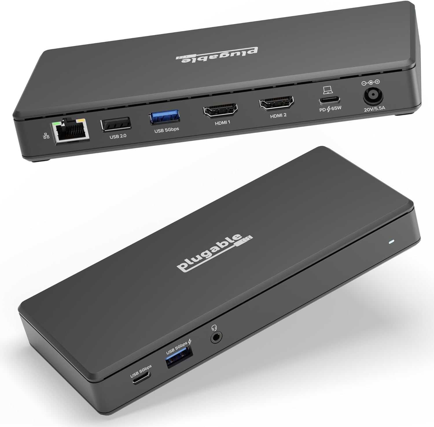 Plugable USB C докинг станция с 2 HDMI порта 4K 60Hz,65W,1xUSB-C,3xUSB