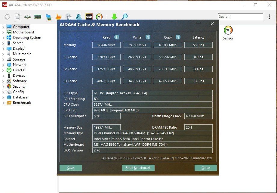 Msi B660 Tomahawk + Intel 13650HX (q1lr es) + xpg D60G 3600Mhz 2x16Gb