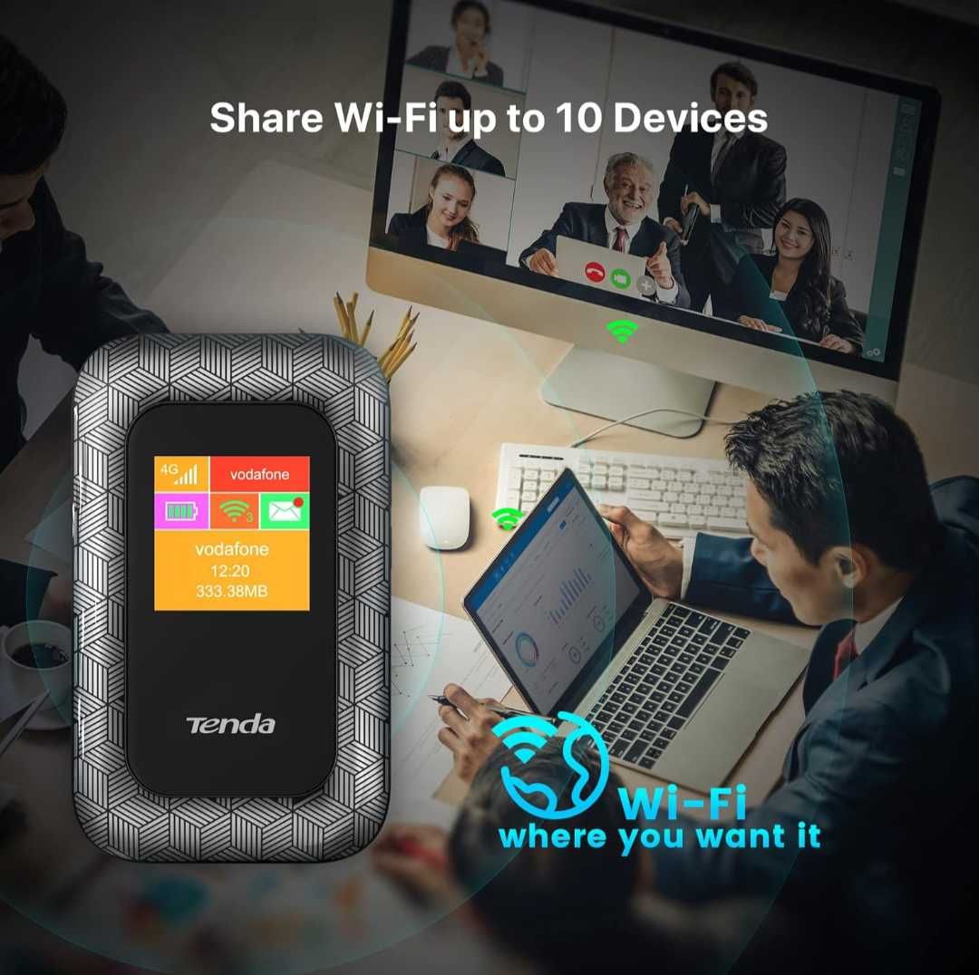 Tenda 4G185 преносим мобилен рутер 2100 mAh батерия 4G LTE Cat4 150Mbp