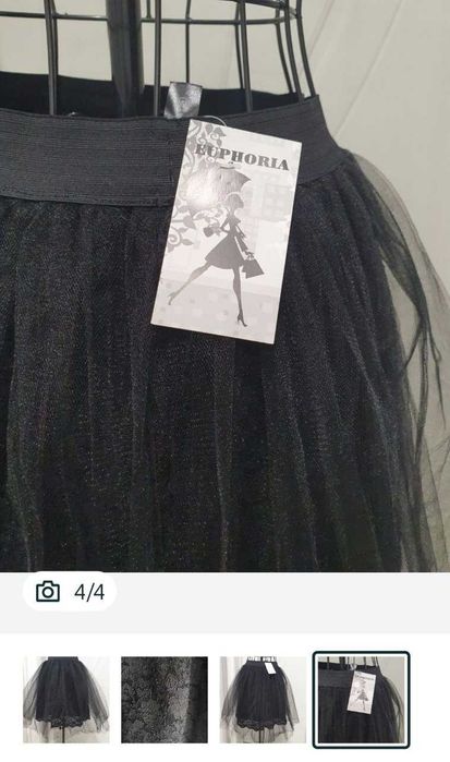 Пола тюл черна до коляното М