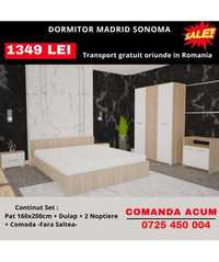 Dormitor MADRID Sonoma Garantie- Transport gratuit - NOU