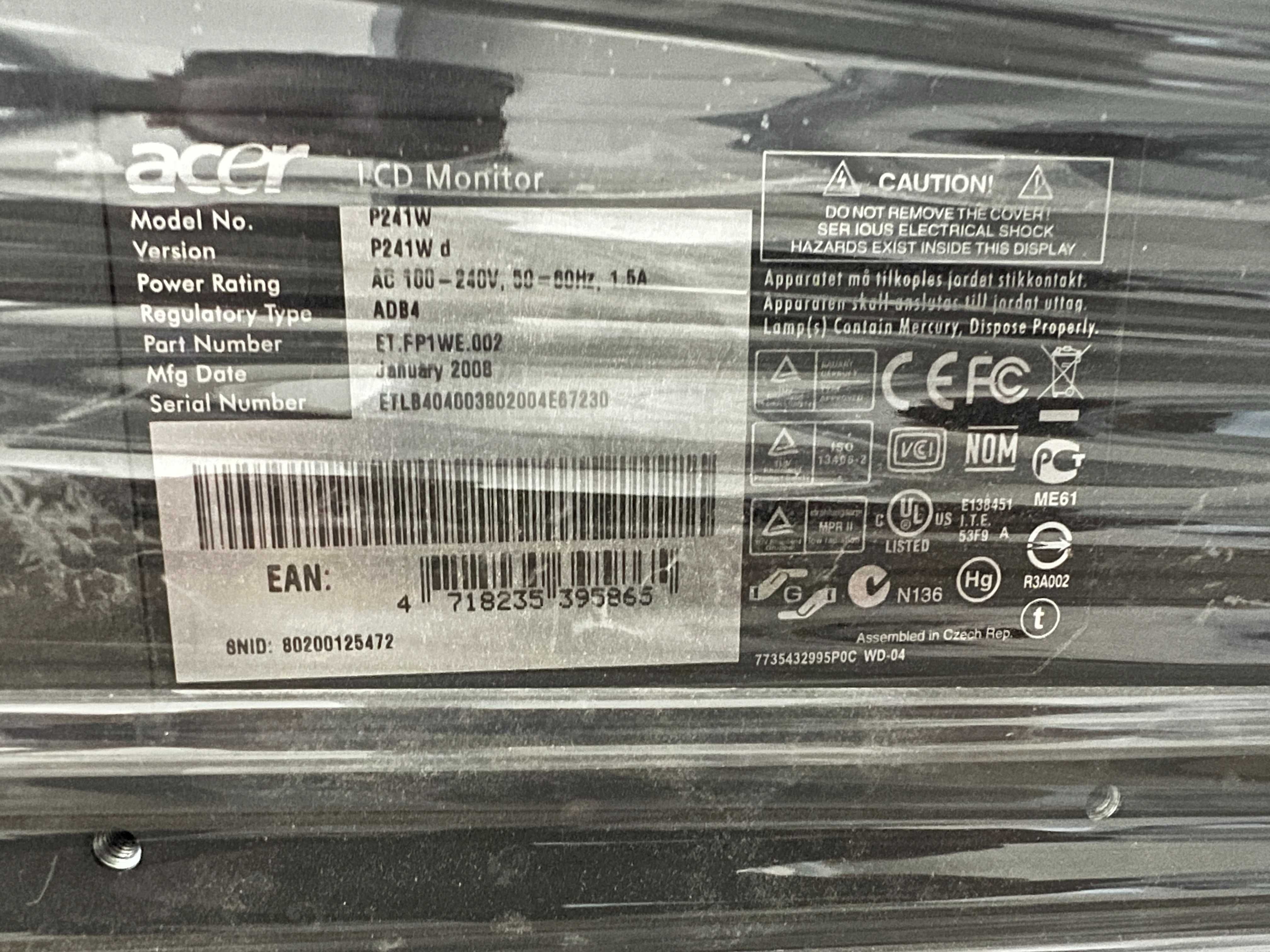 Set 5 Monitoare LCD Acer P241W 24 inch Grad A- Full HD 16:10