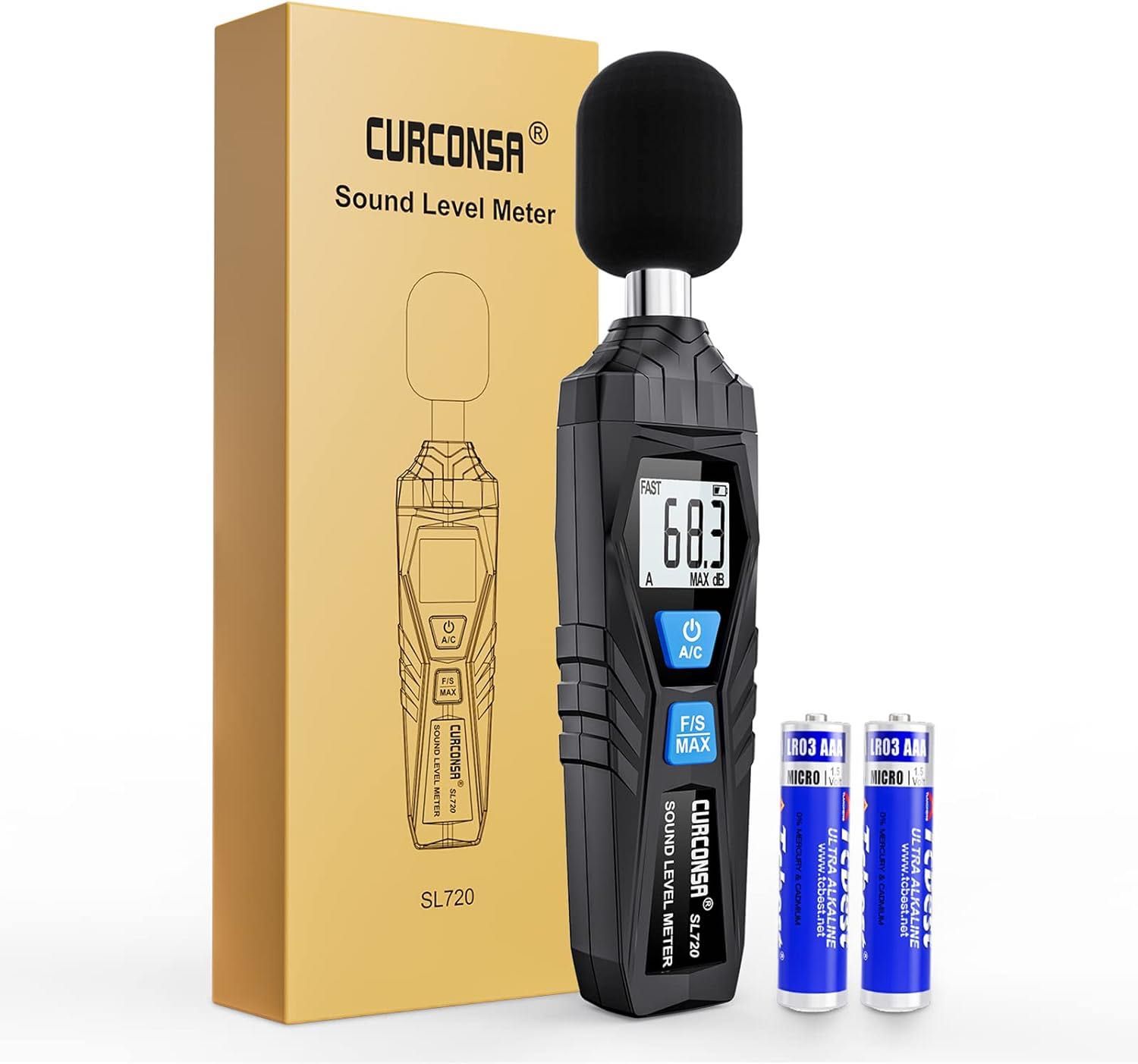 Sound Level Meter, CURCONSA, Portable Decibel Meter, 30 dB to 130 dB