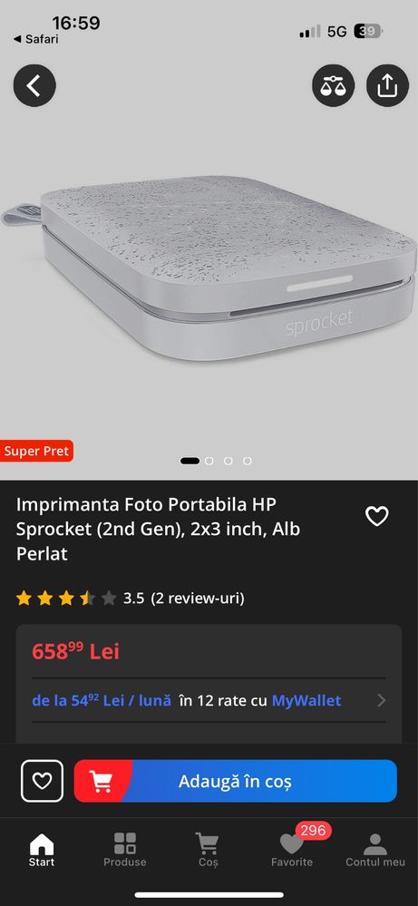 HP Sprocket- imprimanta pentru poze instant