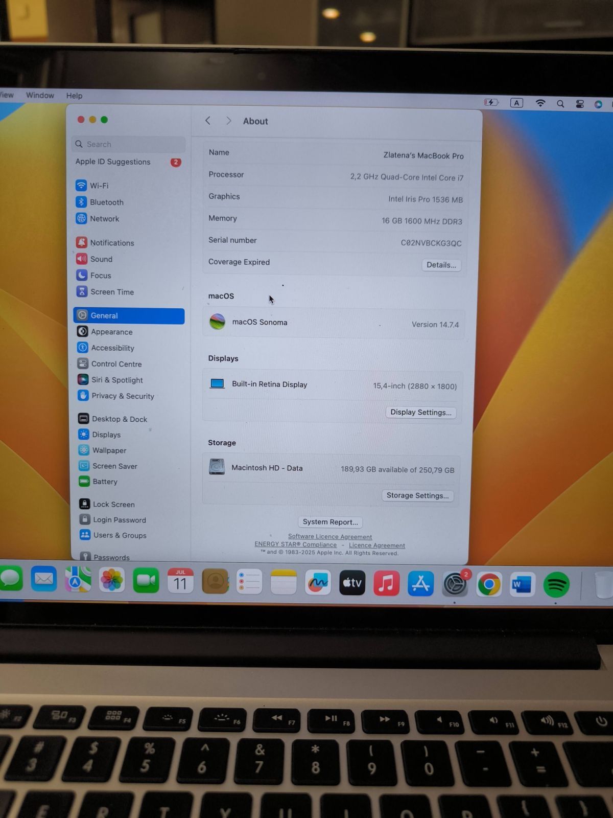Apple MacBook Pro, модел А1398