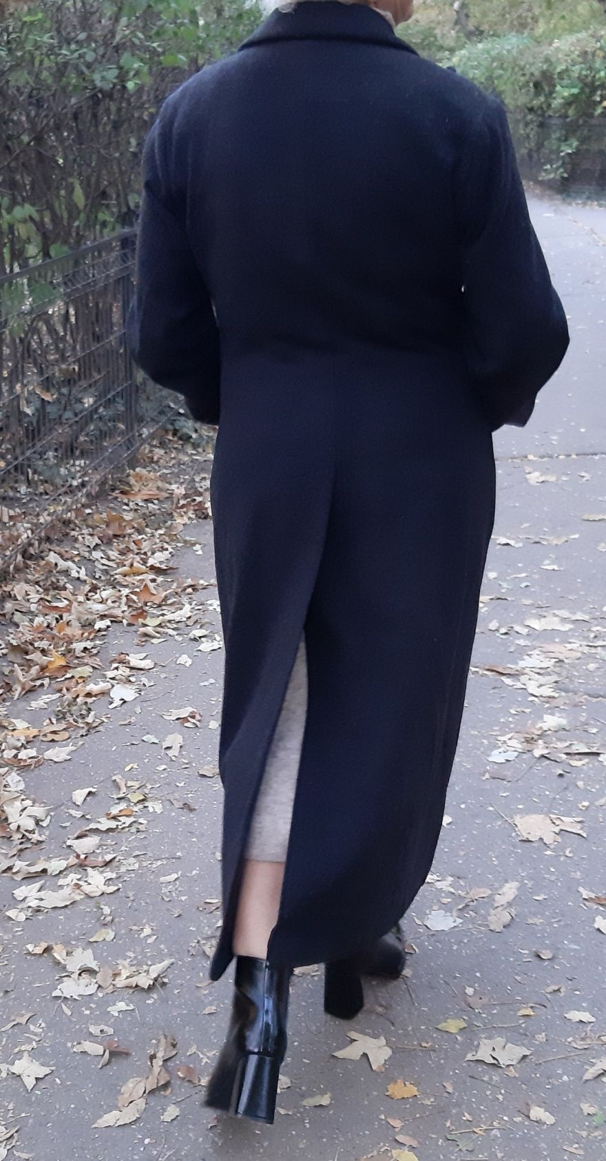 Palton din casmir si lana pura vigina gri inchis lung elegant L