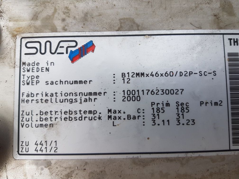 Schimbator de caldura Alfa Laval Swep pt. chiler chiller apa freon