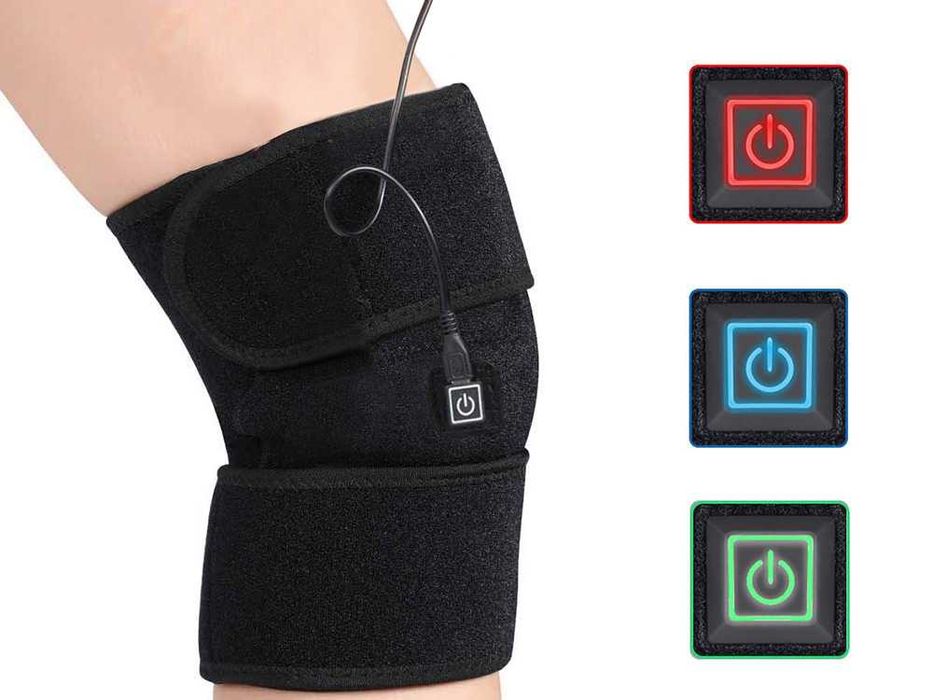 Orteza genunchi cu masaj prin vibratii si incalzire 3 trepte USB-C