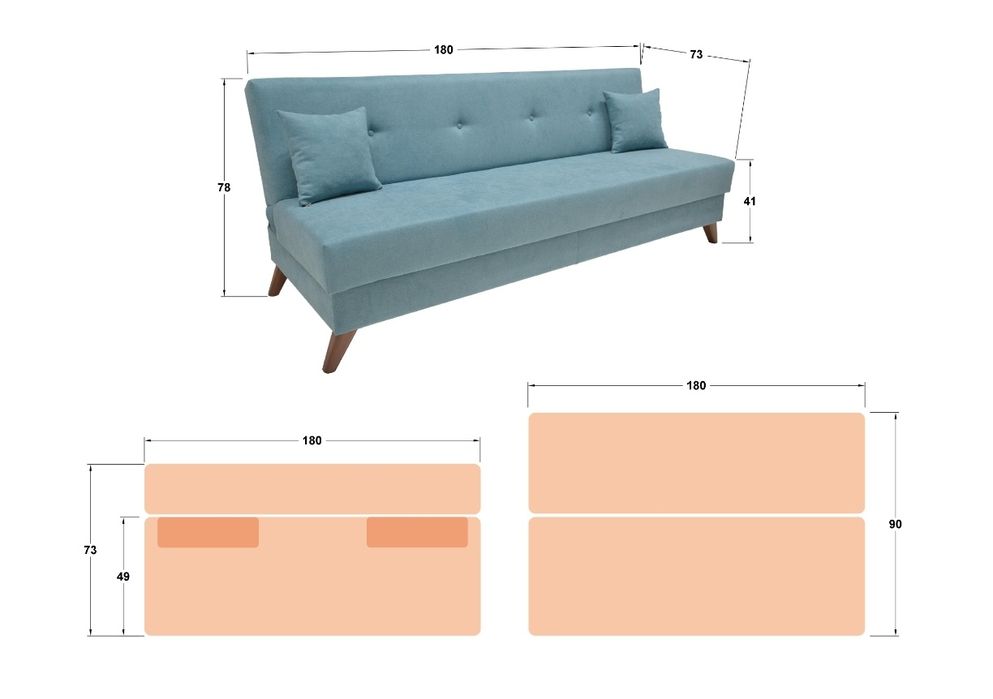 Разтегателно клик-клак канапе два броя