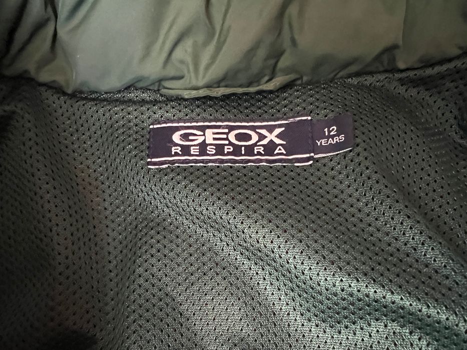 Geaca Geox copii unisex verde cu gluga blana