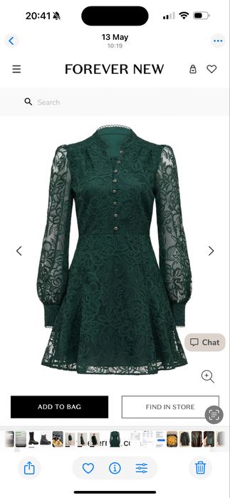 Rochie verde din dantela cu nasturi bijuterie