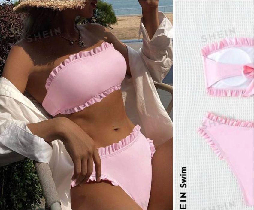 Бански Shein цвят розова пудра